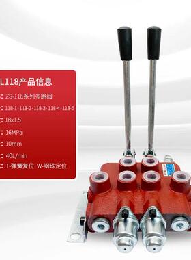 ZL118系列多路阀液压阀16MPa工业级液压设备配件40L/分钟18x1.5