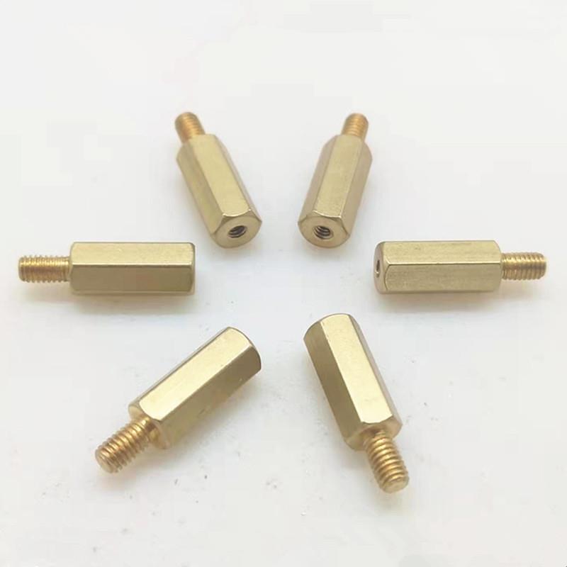 M3转M2螺柱单头六角铜柱电路板机箱连接支隔离柱M3外牙转M2内牙