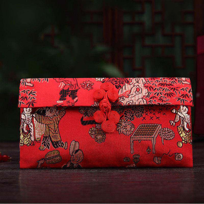 包邮礼金袋创意手工婚庆新年布艺结婚万元大红色包 利是封6万3万1