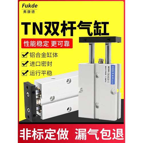 双杆气缸双轴TN10x10s小型16/30/20/25/32气动配件双出杆全套汽缸