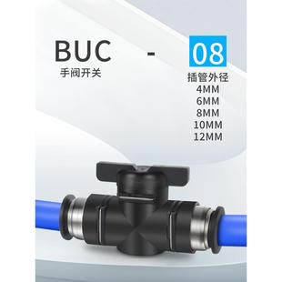 手阀BUC 14mm气动快速快插气管接头HVFF手动阀开关阀