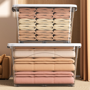 衣服玩具零食塑料整理箱子特大号加厚宿舍储物盒 收纳箱透明家用装