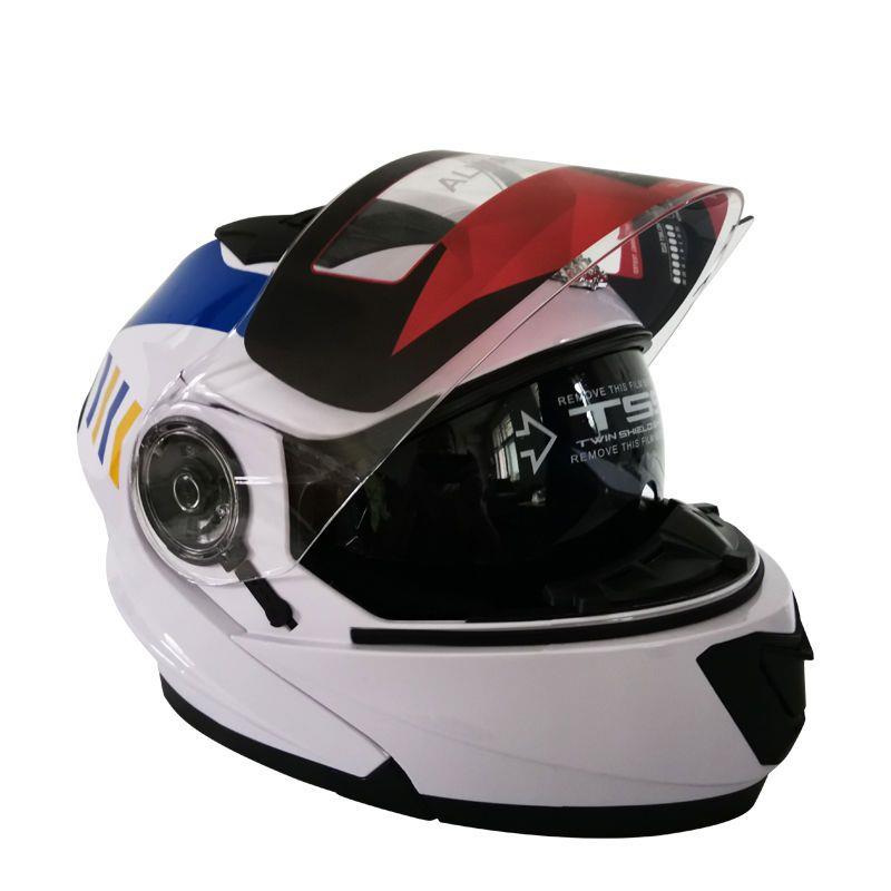 四季执勤头盔铁骑全盔揭面盔摩托车骑行头盔半盔双镜片骑行头盔