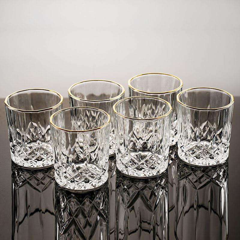 啤酒水晶玻璃杯家用威士忌烈酒杯酒吧杯子洋酒杯耐热水杯6只套装