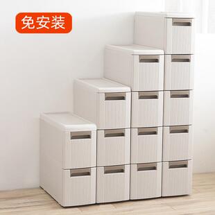 18cm夹缝收纳柜窄缝隙免安装抽屉式塑料厨房厕所马桶边柜日式简约