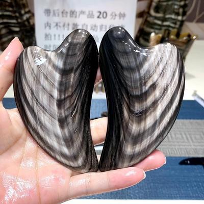 白水牛角刮痧板面部提拉脸部专用半圆形刮板全身通用刮肩颈刮脸板