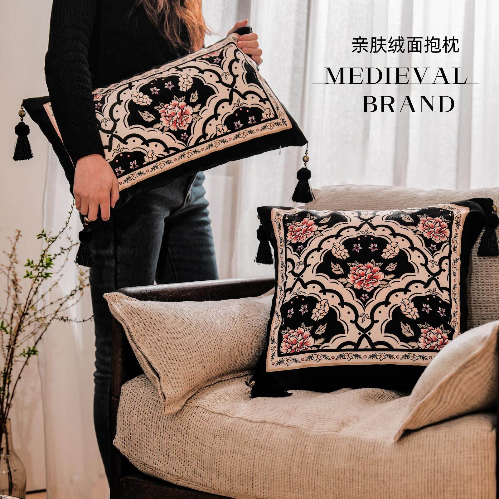 弥赛尔复古轻奢抱枕沙发客厅靠背高级感床头靠枕午睡枕抱枕套家用