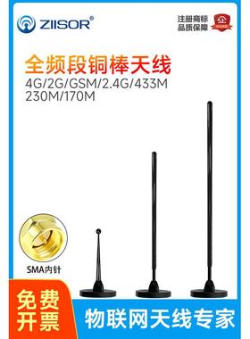 4G/433/GSM/2G/2.4G/LTE/NB-IoT/230/170MHz高增益纯铜棒吸盘天线