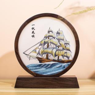 屏风装 苏绣双面绣摆件纯手工刺绣非遗工艺品新中式 饰品送老外礼物