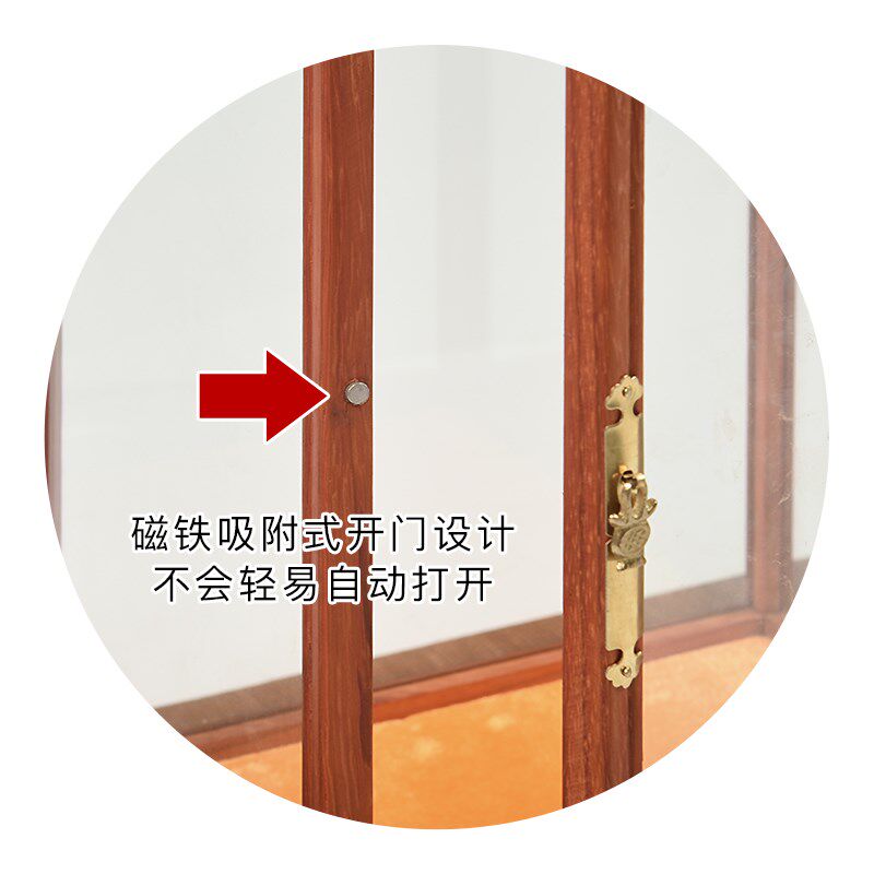 定制红木开门佛像玻璃罩工艺品底座红酸枝宝笼展示盒防尘罩工艺品