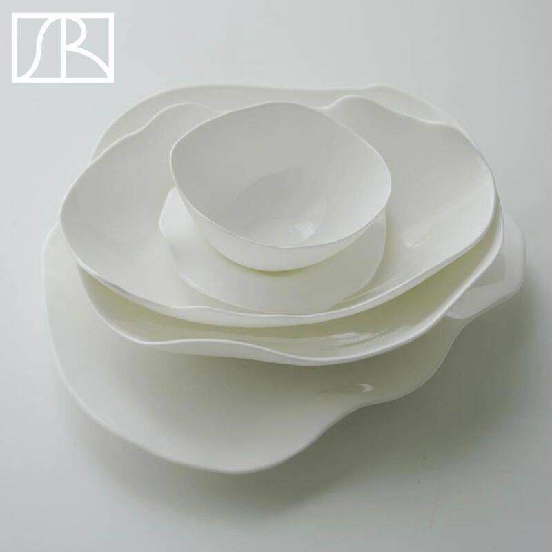 比利时Serax 不规则纯白骨瓷餐盘碗碟杯子陶瓷甜品西餐摆盘装饰