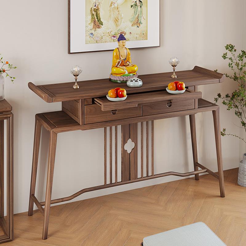 宏海黑胡桃木供桌香案家用神台财神爷佛龛实木玄关桌供台观音佛堂