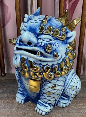 景德镇手工陶瓷摆件招财貔貅香炉摆件麒麟描金手工陶瓷高档香炉送