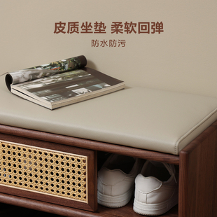 架 梵瀚黑胡桃木换鞋 凳门口家用可座鞋 柜一体式 收纳入户进门实木鞋