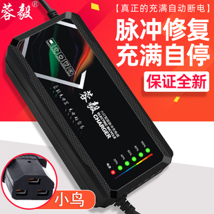 小鸟三横通用自动断电智能电动车电瓶充电器48V12AH60V20AH72V45