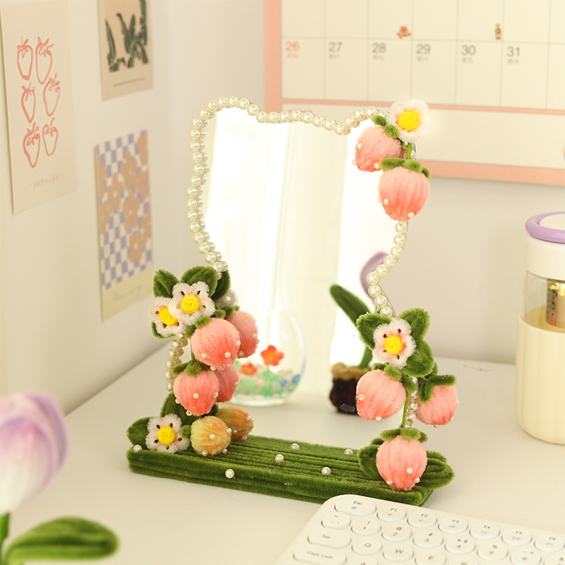 可爱化妆镜加密扭扭棒DIY镜子手工自制花束材料亚克力学生梳妆镜