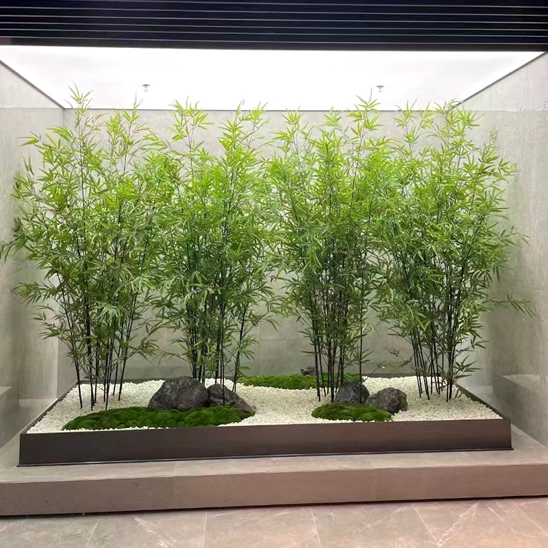 仿真竹子室内装饰隔断屏风细水竹挡墙造景室外装饰竹盆栽加密绿植