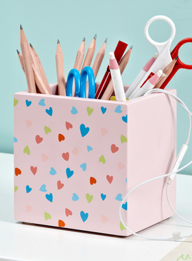 少女心笔筒摆件筒创意时尚小清新木质粉色创意儿童房女孩家居饰品