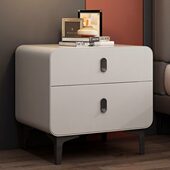 头圆形简约现代小型轻奢实木床奶油2023新款 柜储物创意风收纳窄边