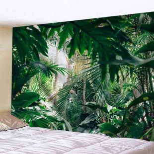 热带雨林植物背景布棕榈树风景墙布房间挂布北欧民宿卧室装饰挂毯