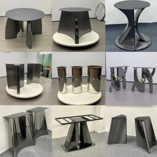 座支架不锈钢桌石脚板轻奢腿餐桌腿大理石岩脚底奢餐台长桌支撑脚