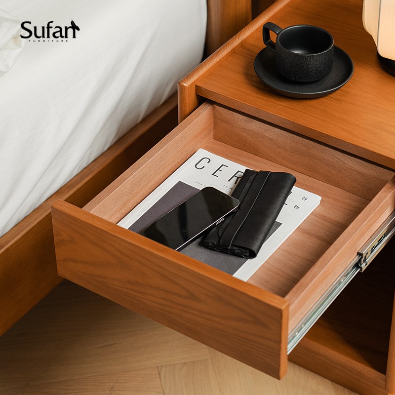 舒梵新品伊卡床头柜/实木简约中古小户型卧室床头窄柜子