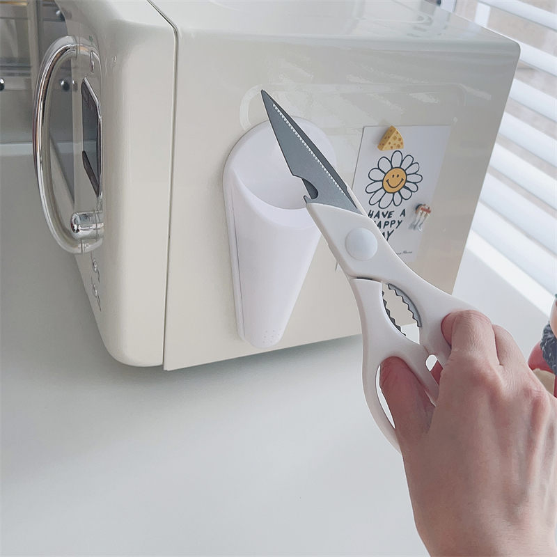 日本白色简约家用厨房剪刀工具 磁吸式剪刀套剪刀收纳盒冰箱贴