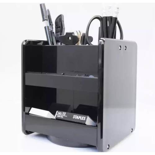 百利来PMP 935S黑色旋转套装笔筒多功能组合套装笔筒创意收纳盒