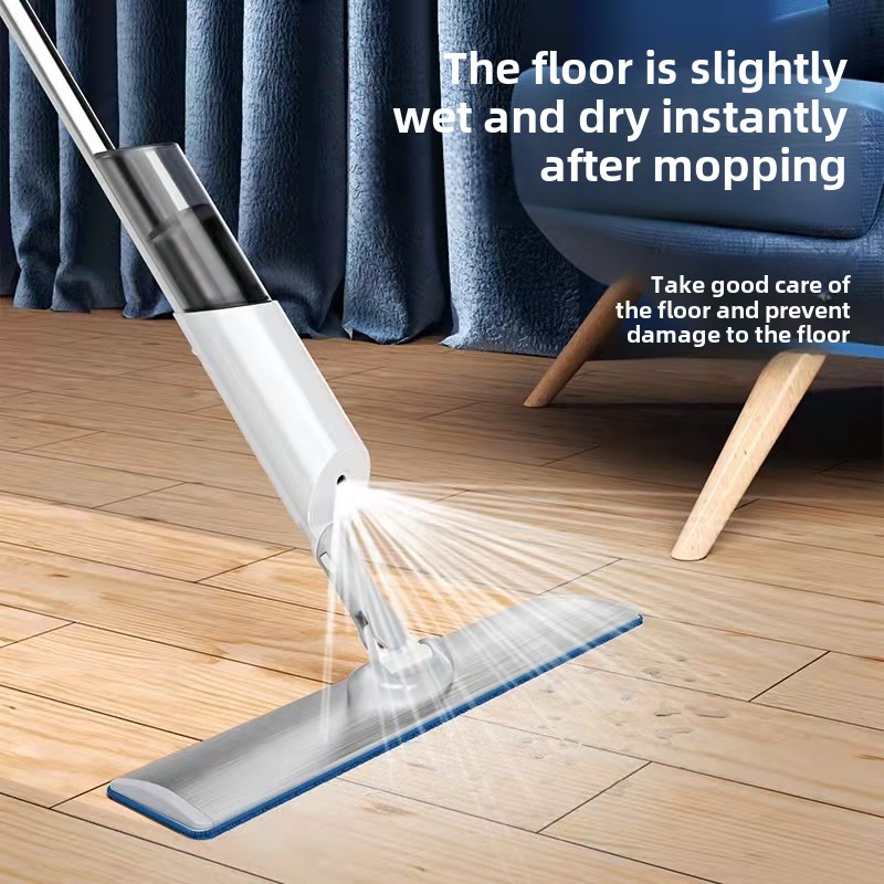 不锈钢新款家用加厚喷雾喷水超大号拖把金属面板干湿两用可加清洁
