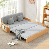 实木沙发床折叠客厅两用阳台多功能床小户型懒人可伸缩布艺小沙发