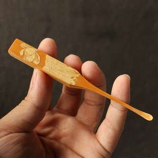 十几年老玉竹东阳名家戚挺飞本工精工留青雕刻挖耳勺竹雕工艺品竹