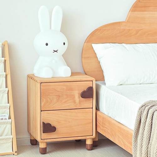 觅木实木儿童床头柜现代简约床边收纳柜子进口榉木宝宝卧室收纳柜