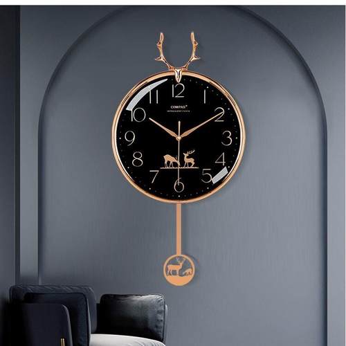 康巴丝欧式钟表创意挂钟摇摆时尚挂墙挂表静音客厅时钟石英钟家用