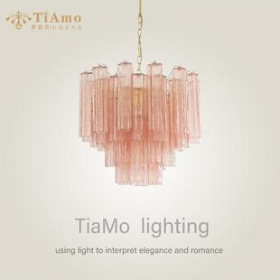 法式Murano穆拉诺吊灯中古风设计款客厅饭厅卧室梅花管玻璃吊灯