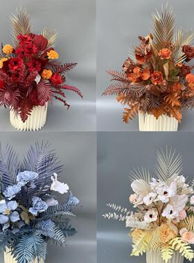 新款婚庆路引花婚礼t台舞台装饰花 红色花球罗马柱迎宾花彷真花艺