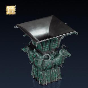 纯黄铜四羊方尊饰品办公装饰家居客厅四羊方尊商务礼品饰品