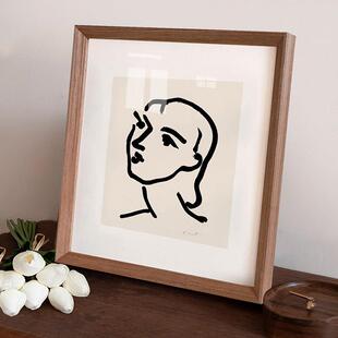 实木正方形画 画框挂墙装裱国画 画外框书法原木相框38厘米33中式