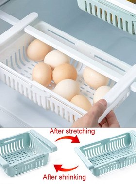 1-2Pcs Kitchen Organizer Fridge Storage Drawer Box Extendabl