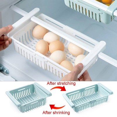 1-2Pcs Kitchen Organizer Fridge Storage Drawer Box Extendabl