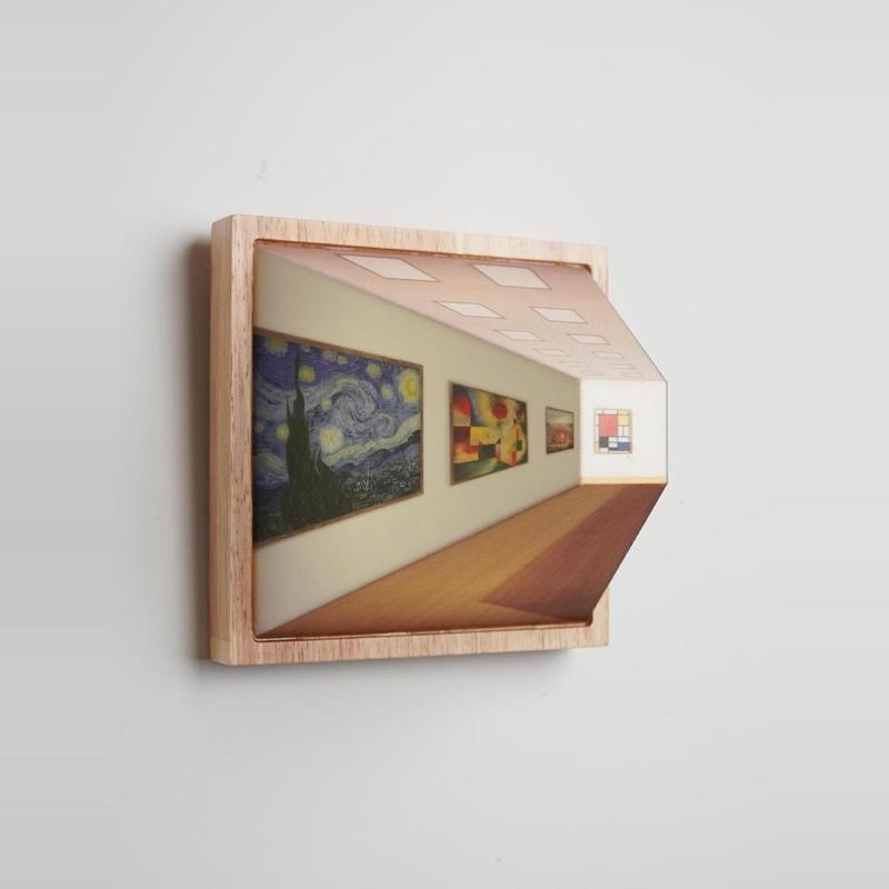 3d裸眼小夜灯立体灯客厅家用立体画壁灯三挡调节木质免打孔氛围灯