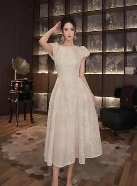 七爷定制 国内设计师品牌 显瘦气质重工连衣裙45147