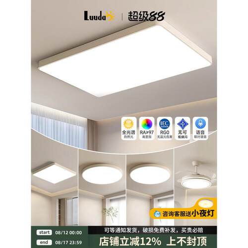 中山照明大气客厅灯现代休闲吸顶灯2025新款超薄主卧室矩形灯饰