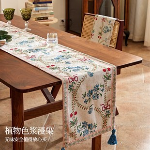 简约茶几旗布长条餐桌桌旗 植爱樱桃桌旗复古田园氛围感桌旗中式