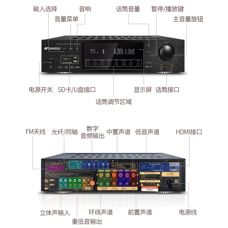 Sansui/山水F8家庭环绕影院5.1音响套装无线环绕家用设备套装音箱