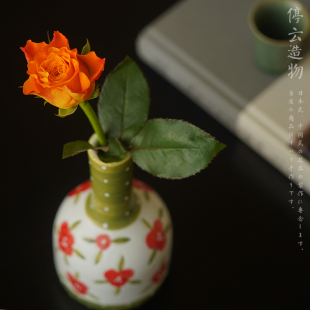 饰品 景德镇手绘陶瓷小花瓶复古插花花器家居客厅摆件喜庆新婚装