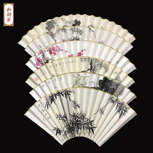 人物花鸟工笔画背面书法苏州折扇扇面纸 95寸18方苏工手绘扇面