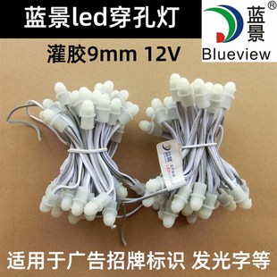 蓝景外露灯 led发光字灯珠贴片穿孔灯串广告招牌防水9mm12v冲孔灯