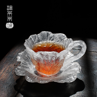 咖啡杯个性 冰冻烧琉璃带把品茗小茶杯碟套装 主人杯酒杯白菜马克杯