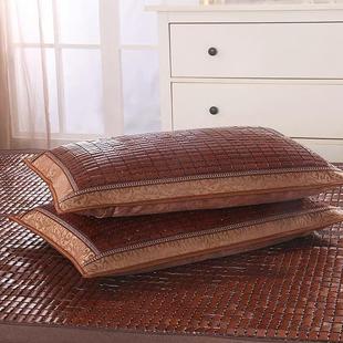 夏季 麻将凉席枕套床上竹枕碳化凉席单人双人竹枕夏天一对凉枕头套