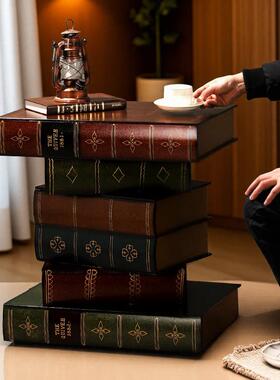 复古木质假书桌子带抽屉收纳柜创意落地摆件高级感客厅办公室装饰